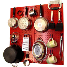 Kitchen Pegboard Pack Storage & Organization Kit, Red/Blue, 32" X 32" X 6"