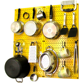 Kitchen Pegboard Pack Storage & Organization Kit, Yellow/Blue, 32" X 32" X 6"