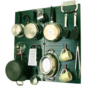 Kitchen Pegboard Pack Storage & Organization Kit, Green/Red, 32" X 32" X 6"