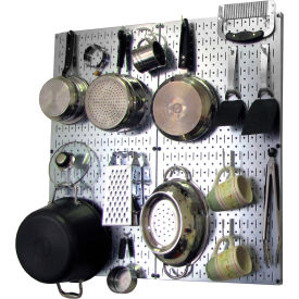 Kitchen Pegboard Pack Storage & Organization Kit, Galvanized White, 32" X 32" X 6"