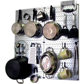 Kitchen Pegboard Pack Storage & Organization Kit, Galvanized Black, 32" X 32" X 6"