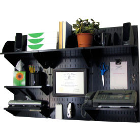 Office Wall Mount Desk Storage and Organization Kit, Black, 48" X 32" X 12"