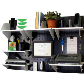 Office Wall Mount Desk Storage and Organization Kit, Black/White, 48" X 32" X 12"