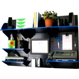 Office Wall Mount Desk Storage and Organization Kit, Black/Blue, 48" X 32" X 12"