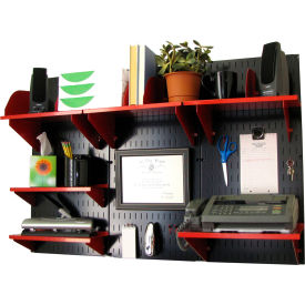 Office Wall Mount Desk Storage and Organization Kit, Black/Red, 48" X 32" X 12"