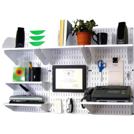 Office Wall Mount Desk Storage and Organization Kit, White, 48" X 32" X 12"