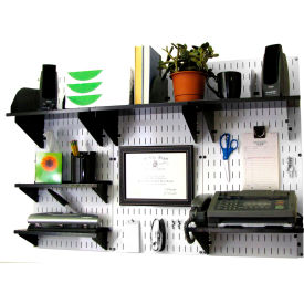 Office Wall Mount Desk Storage and Organization Kit, White/Black, 48" X 32" X 12"