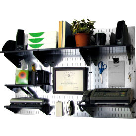 Office Wall Mount Desk Storage and Organization Kit, Galvanized Black, 48" X 32" X 12"
