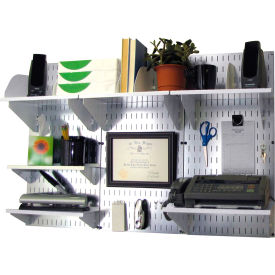 Office Wall Mount Desk Storage and Organization Kit, Galvanized White, 48" X 32" X 12"