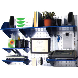 Office Wall Mount Desk Storage and Organization Kit, Galvanized Blue, 48" X 32" X 12"