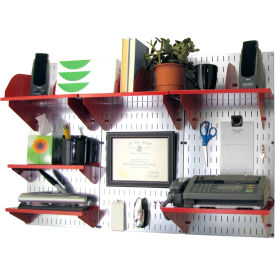 Office Wall Mount Desk Storage and Organization Kit, Galvanized Red, 48" X 32" X 12"