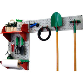 Pegboard Garden Tool Board Organizer, Gray/Red, 48" X 32" X 9"