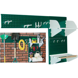 Pegboard Garden Tool Board Organizer, Green/White, 48" X 32" X 9"