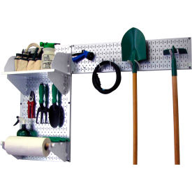 Pegboard Garden Tool Board Organizer, Galvanized White, 48" X 32" X 9"