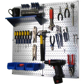 Wall Control Pegboard Utility Tool Storage Kit, Galvanized Blue, 32" X 32" X 6"