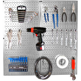 Wall Control Pegboard Organizer Starter Kit, Galvanized Black, 32" X 32" X 6"