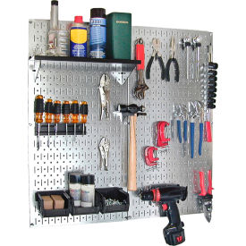 Pegboard Utility Tool Storage Kit, Galvanized Black, 32" X 32" X 6"