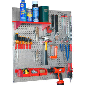 Pegboard Utility Tool Storage Kit, Galvanized Red, 32" X 32" X 6"