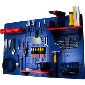 Wall Control Pegboard Standard Tool Storage Kit, Blue/Red, 48" X 32" X 9"