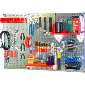 Wall Control Pegboard Standard Tool Storage Kit, Galvanized Red, 48" X 32" X 9"