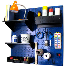 Pegboard Hobby Craft Organizer Storage Kit, Blue/Black, 32" X 32" X 9"
