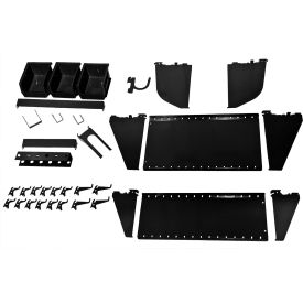 Slotted Tool Board Workstation Accessory Kit For Pegboard & Slotted Tool Board, Black