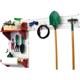 Pegboard Garden Tool Board Organizer, White/Red, 48" X 32" X 9"