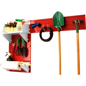 Pegboard Garden Tool Board Organizer, Red/White, 48" X 32" X 9"