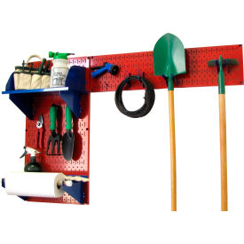 Pegboard Garden Tool Board Organizer, Red/Blue, 48" X 32" X 9"