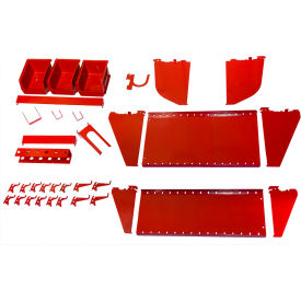 Slotted Tool Board Workstation Accessory Kit For Pegboard & Slotted Tool Board, Red