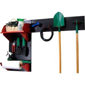 Pegboard Garden Tool Board Organizer, Black/Red, 48" X 32" X 9"