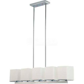 Island Pendant, Satin White, Polished Chrome, 5.625"W X 42"H