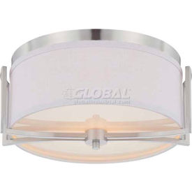 Gemini-2 Light Flush Dome Fixture, Slate Gray Fabric Shade, 14.75"W X 7.125"H