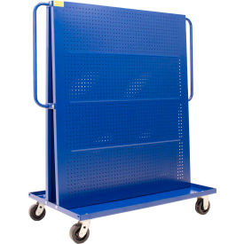 Modular A-Frame Bin Cart w/2 Round-Peg Pegboard Panels 48"W x 30"D x 62"H, Blue