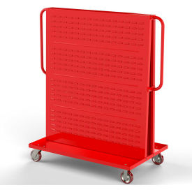 Modular A-Frame Bin Cart, 2 Louvered Panels, 48"W x 30"D x 62"H, Red