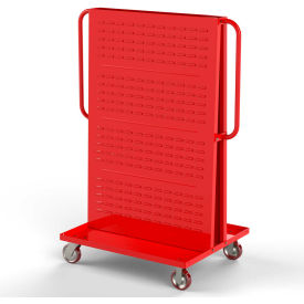 Modular A-Frame Bin Cart, 2 Louvered Panels, 36"W x 30"D x 62"H, Red