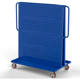Modular A-Frame Bin Cart with 1 Louvered and 1 Round-Peg Pegboard 48" x 30" x 62" Blue