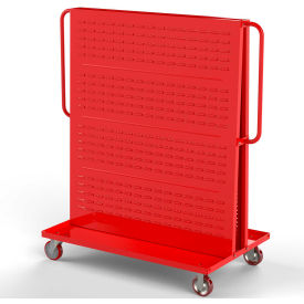 Modular A-Frame Bin Cart with 1 Louvered 1 Round-Peg Pegboard 48"W x 30"D x 62" Red