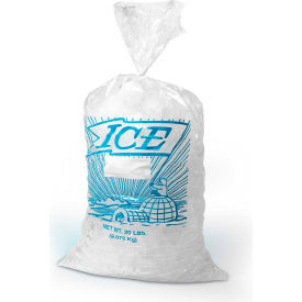 Printed Metallocene Ice Bags W/ Drawstring, 11-1/2"W x 18"L, Clear, 1.2 Mil, 500/Pack
