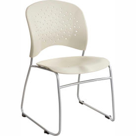 Plastic Stacking Guest Chair with Sled Base - Latte - Pack of 2