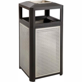 Evos Series Steel Garbage Can w/ Ash, 15 Gallon, 9933BL