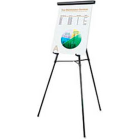 3-Leg Telescoping Easel with Pad Retainer, Adjusts 34" to 64", Aluminum, Black