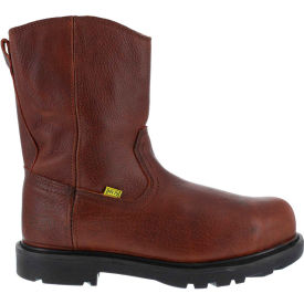 Men's 10" Wellington Flex-Met Leather Boot w/ Side Zipper, Brown, Size 14 M