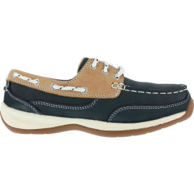 Women's Sailing Club 3 Eye Tie Boat Shoe, Navy Blue & Tan, Size 7 M