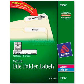 Permanent Self-Adhesive Laser/Inkjet File Folder Labels, White, 750/Pack