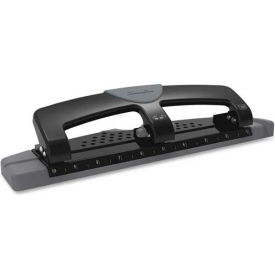 12-Sheet SmartTouch Three-Hole Punch, 9/32" Holes, Black/Gray