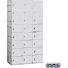 8-Tier 24 Door Plastic Locker, 38-1/4"W x 18"D x 74"H, Gray, Unassembled