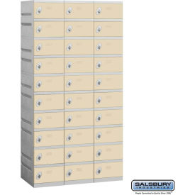 10-Tier 30 Door Plastic Locker, 38-1/4"W x 18"D x 74"H, Tan, Unassembled