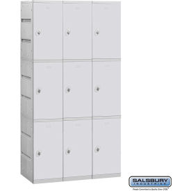 3-Tier 9 Door Plastic Locker, 38-1/4"W x 18"D x 74"H, Gray, Unassembled