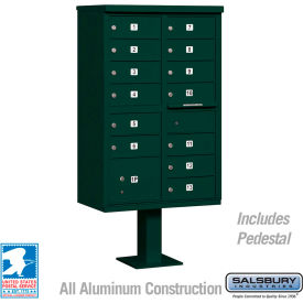 Cluster Box Unit, 13 B Size Doors, Type IV, Green, USPS Access